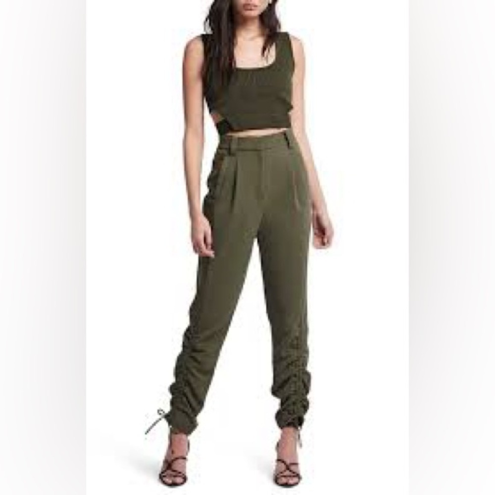 AJE | IMPERMANENCE INTERLACE PANTS IN OLIVE/ARMY